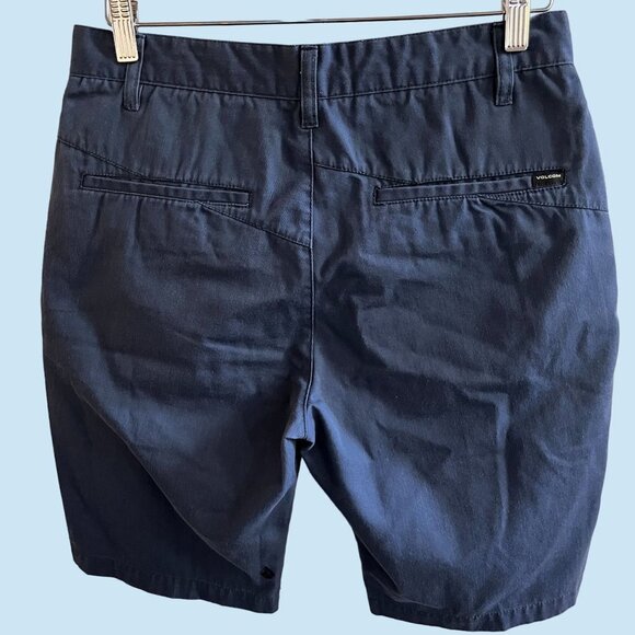 Volcom Shorts Mens 30x10 Solid Blue Flat Front Chino Slash Pockets Cotton Blend - Picture 6 of 12